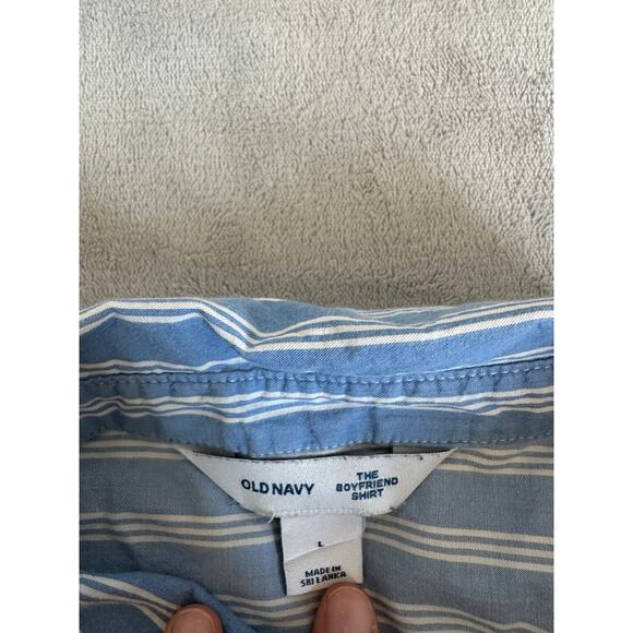 Old Navy Women's Blue Striped Oversized Button Up Long Sleeve Size Large - Picture 5 of 5